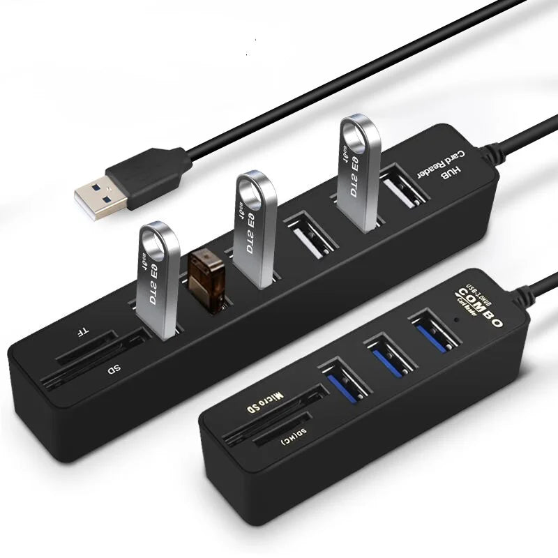 USB Hub 2.0 Multi USB Splitter 2.0 USB 3.0 Hub 3/6 Port Expander Adapter Micro TF/SD Card Reader Computer Accessories hab For PC