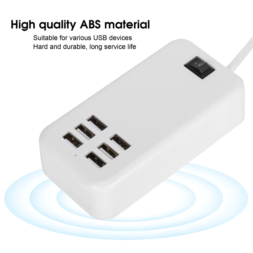 6 Port 30W USB Desktop Fast Charging Station Hub 100‑240V Charger Hub Charging Station for phones MP3 MP4 Camera for iOS PC