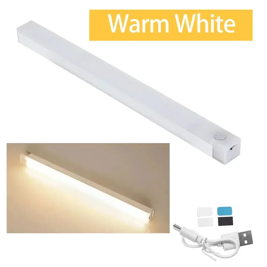 LED Motion Sensor Cabinet Light USB Rechargeable Dimmable Night Light Wireless Magnetic Night Lamp for Kitchens Stairs Hallway