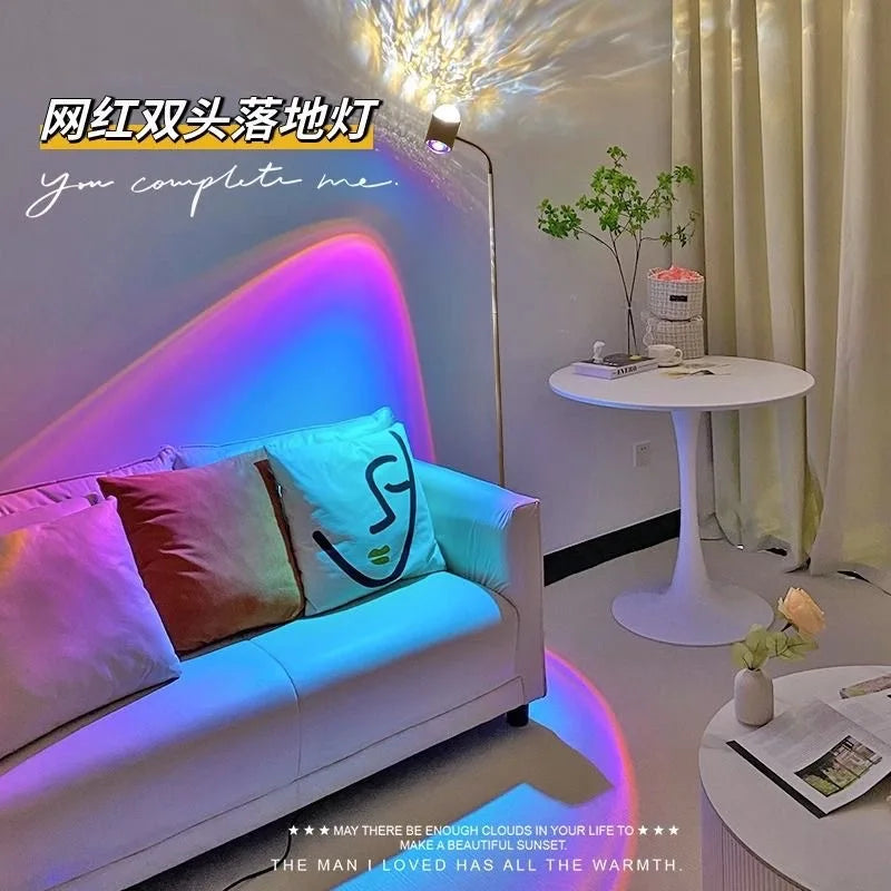 Sunset Light Projection Light Double-Sided LED Floor Light DIY Halo Sunset Light Used in Bars Living Rooms bedrooms Restaurants