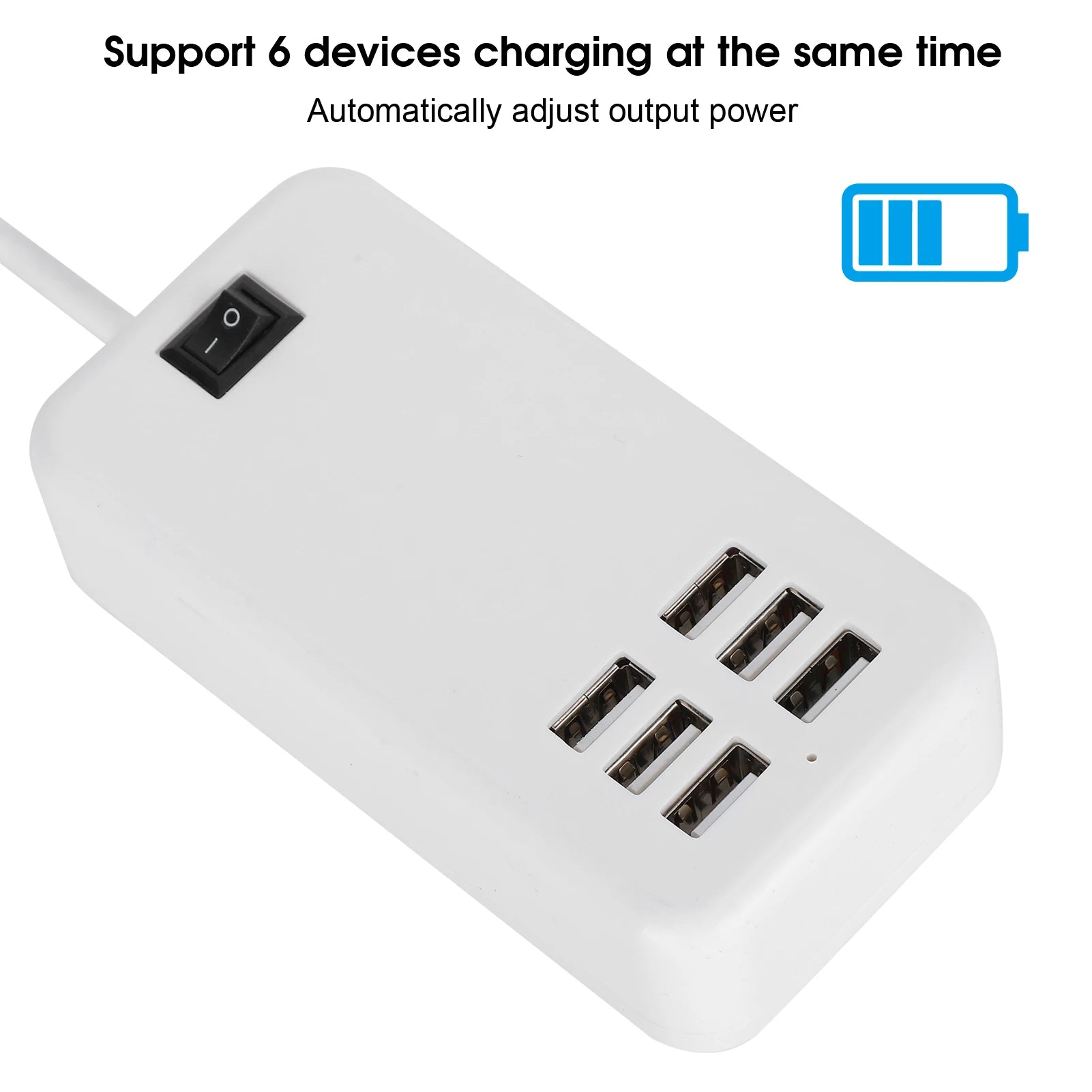 6 Port 30W USB Desktop Fast Charging Station Hub 100‑240V Charger Hub Charging Station for phones MP3 MP4 Camera for iOS PC