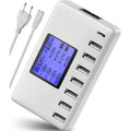 USB Charging Station 8-Ports 60W 12A Multi USB C Hub Charger with LCD Display for Cellphone  Tablet Multiple Devices iPhone 14 8