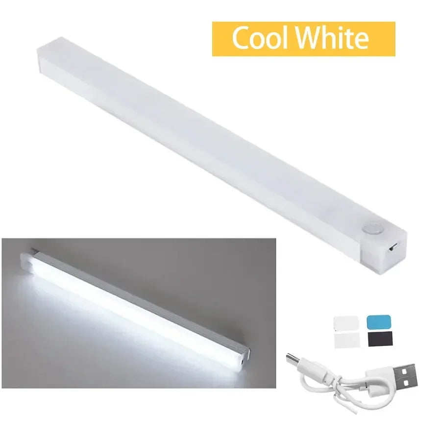 LED Motion Sensor Cabinet Light USB Rechargeable Dimmable Night Light Wireless Magnetic Night Lamp for Kitchens Stairs Hallway