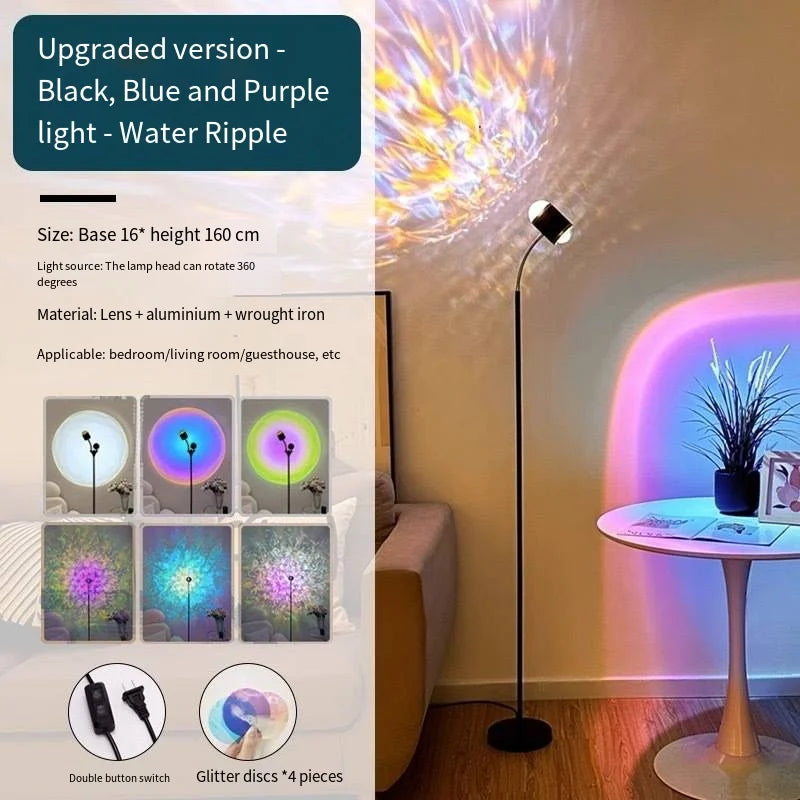 Sunset Light Projection Light Double-Sided LED Floor Light DIY Halo Sunset Light Used in Bars Living Rooms bedrooms Restaurants