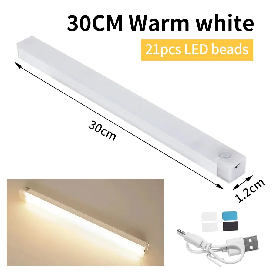 Motion Sensor LED Cabinet Light Rechargeable Induction Night Light Wireless Portable Detector Lamp Kitchen Staircase Backlight
